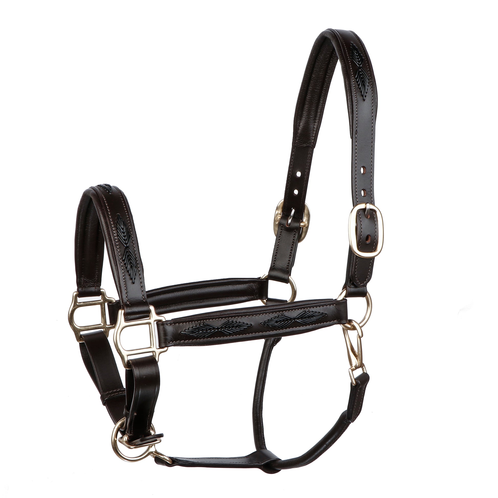 Premium Genuine Leather Braided Horse Halter – Padded Adjustable Headcollar with Solid Brass Hardware