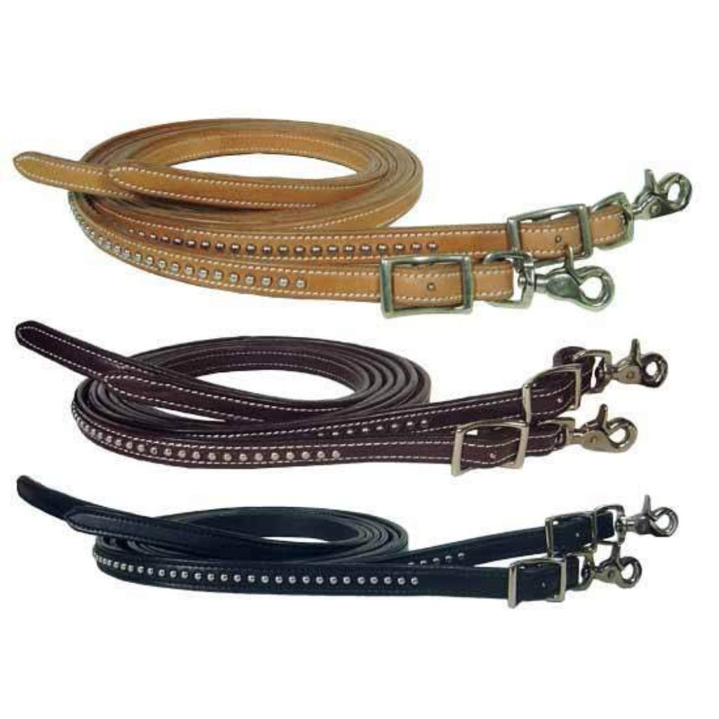 Handcrafted Spotted Leather Western Split Reins – Classic Western Riding Reins for Trail & Training