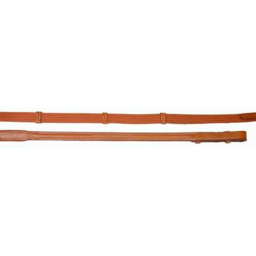 Premium Leather & Web Hybrid Reins – Fancy Stitch with Leather Hand Stops