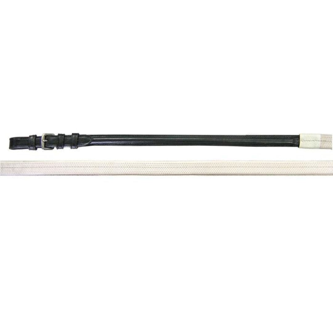 Premium Buffalo Leather Reins with White Rubber Grip – Stainless Steel Western Riding Reins