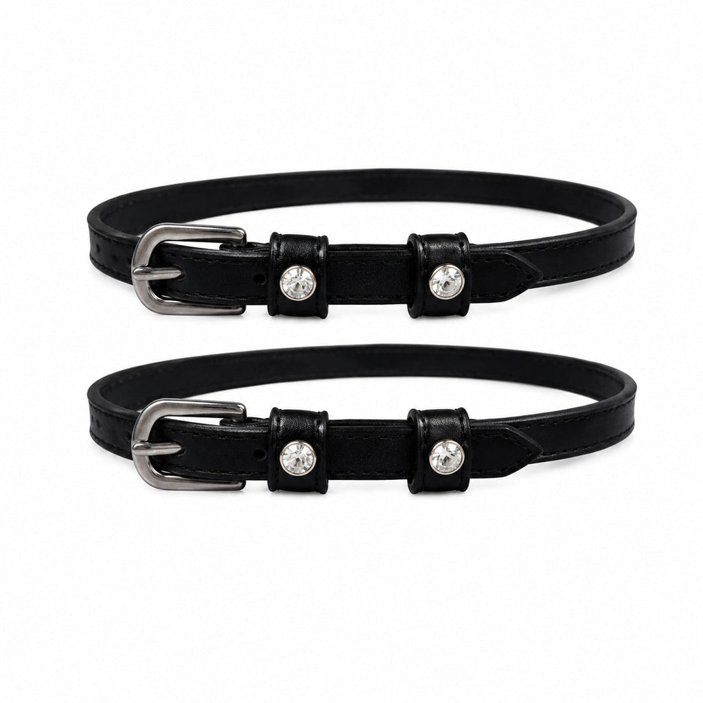 White Crystal English Genuine Leather Spur Straps – 18 & 20 Inch, 1 Pair