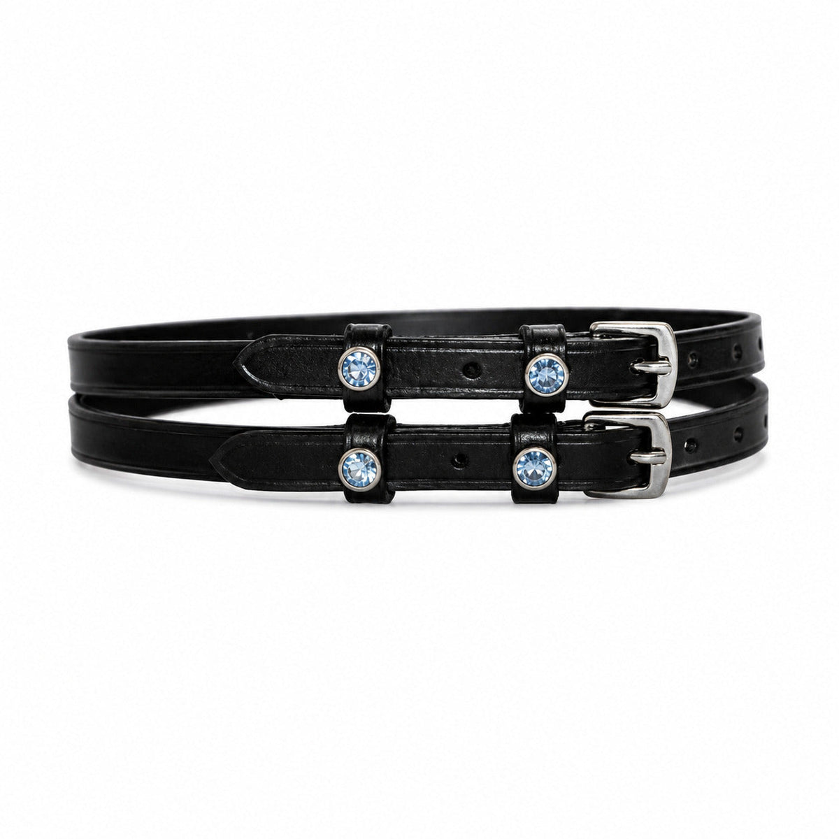 Blue Crystal English Genuine Leather Spur Straps – 18 & 20 Inch, 1 Pair
