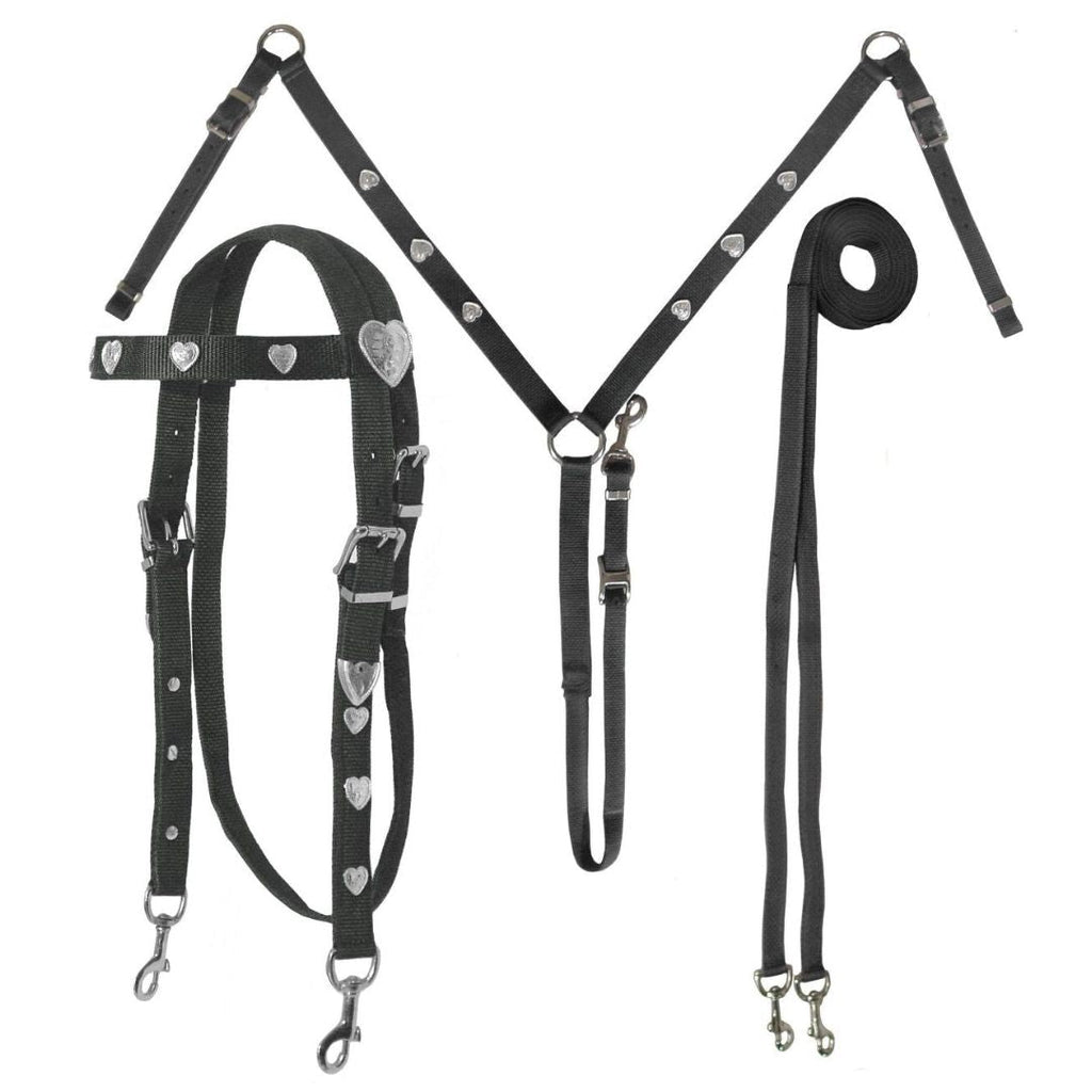Complete Western Horse Bridle Set – Nylon Headstall, Breast Collar & Reins
