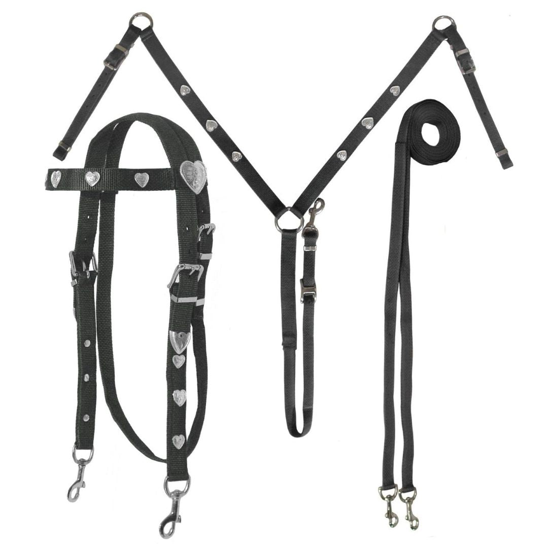 Complete Western Horse Bridle Set – Nylon Headstall, Breast Collar & Reins