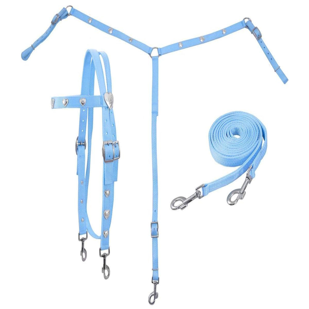Complete Western Horse Bridle Set – Nylon Headstall, Breast Collar & Reins
