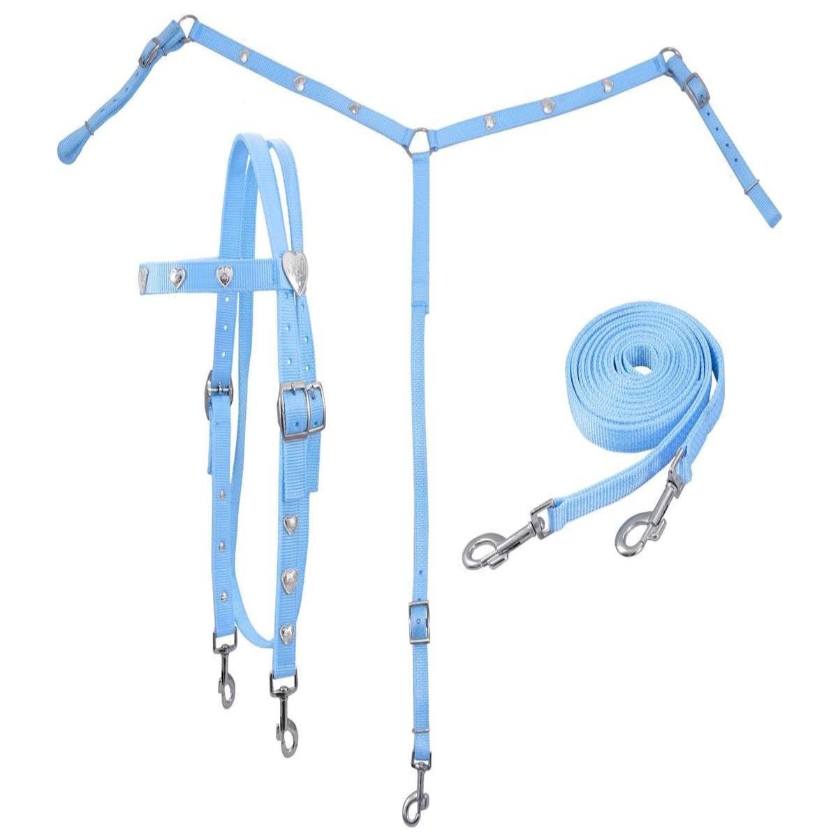 Complete Western Horse Bridle Set – Nylon Headstall, Breast Collar & Reins