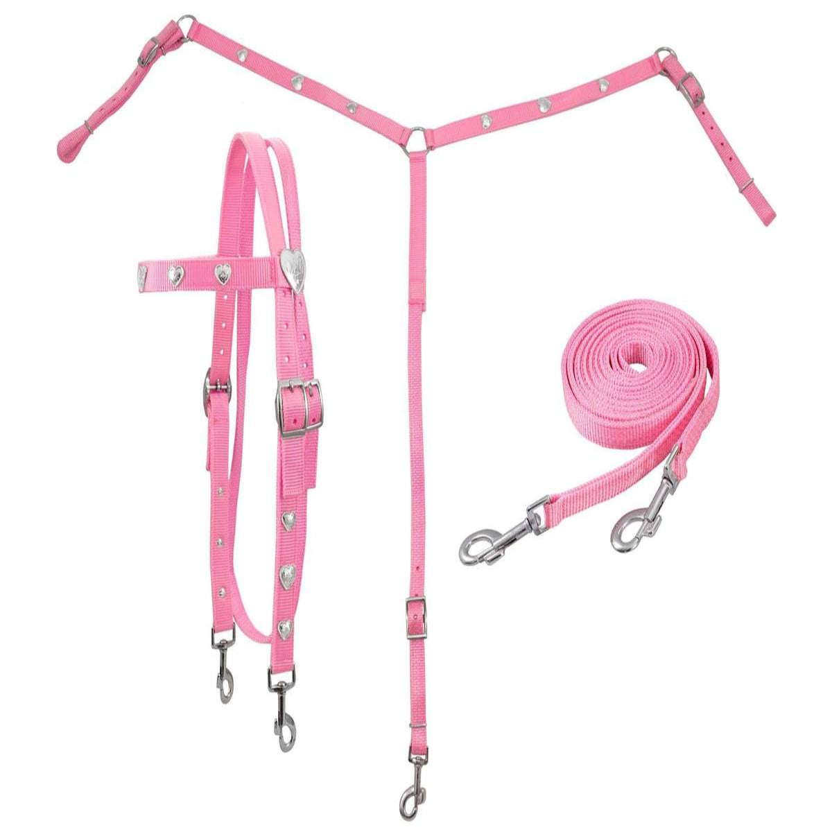 Complete Western Horse Bridle Set – Nylon Headstall, Breast Collar & Reins