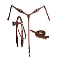 Western Leather Tack Set – Zebra Inlay Headstall, Breast Collar & Matching Reins