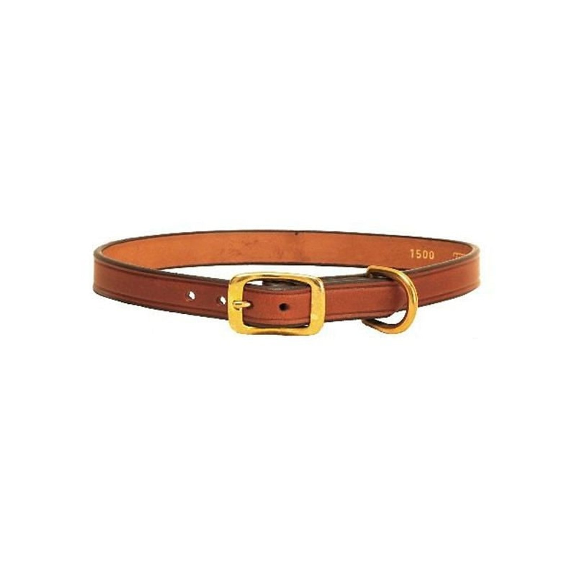 Classic Plain Creased Genuine Leather Dog Collar – Handcrafted Collar with Brass Hardware