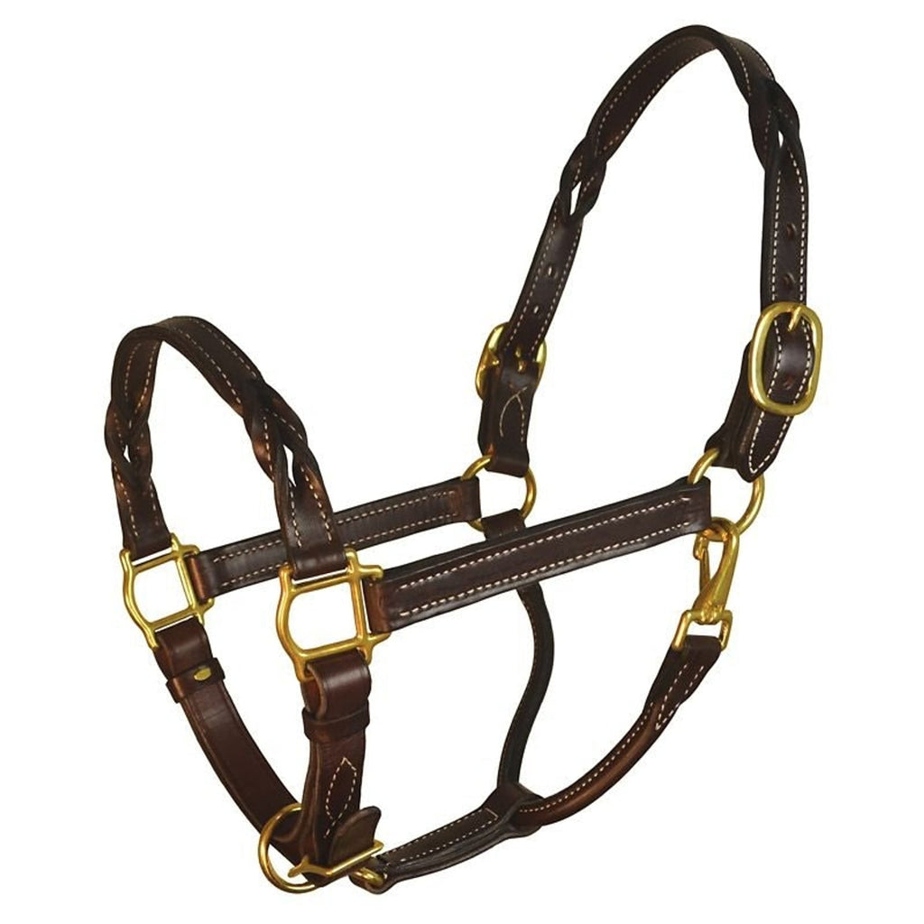 Hide Threads Tack Twisted Heritage Leather Horse Halter – Premium Genuine Leather Headcollar with Solid Brass Hardware