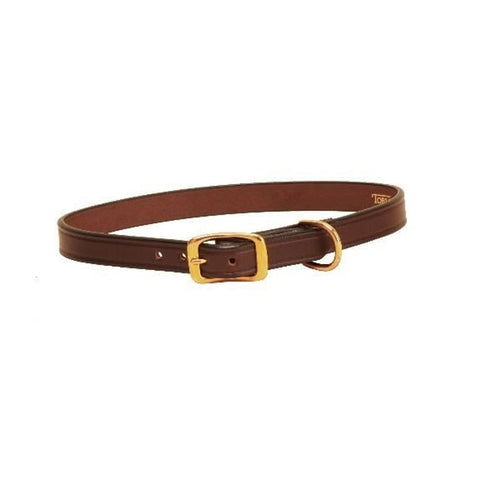 Classic Plain Creased Genuine Leather Dog Collar – Handcrafted Collar with Brass Hardware