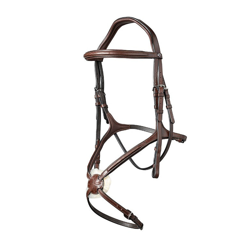Elite Grackle Performance Bridle – Anatomical Buffalo Leather Figure 8 Bridle with Sheepskin Comfort Pad