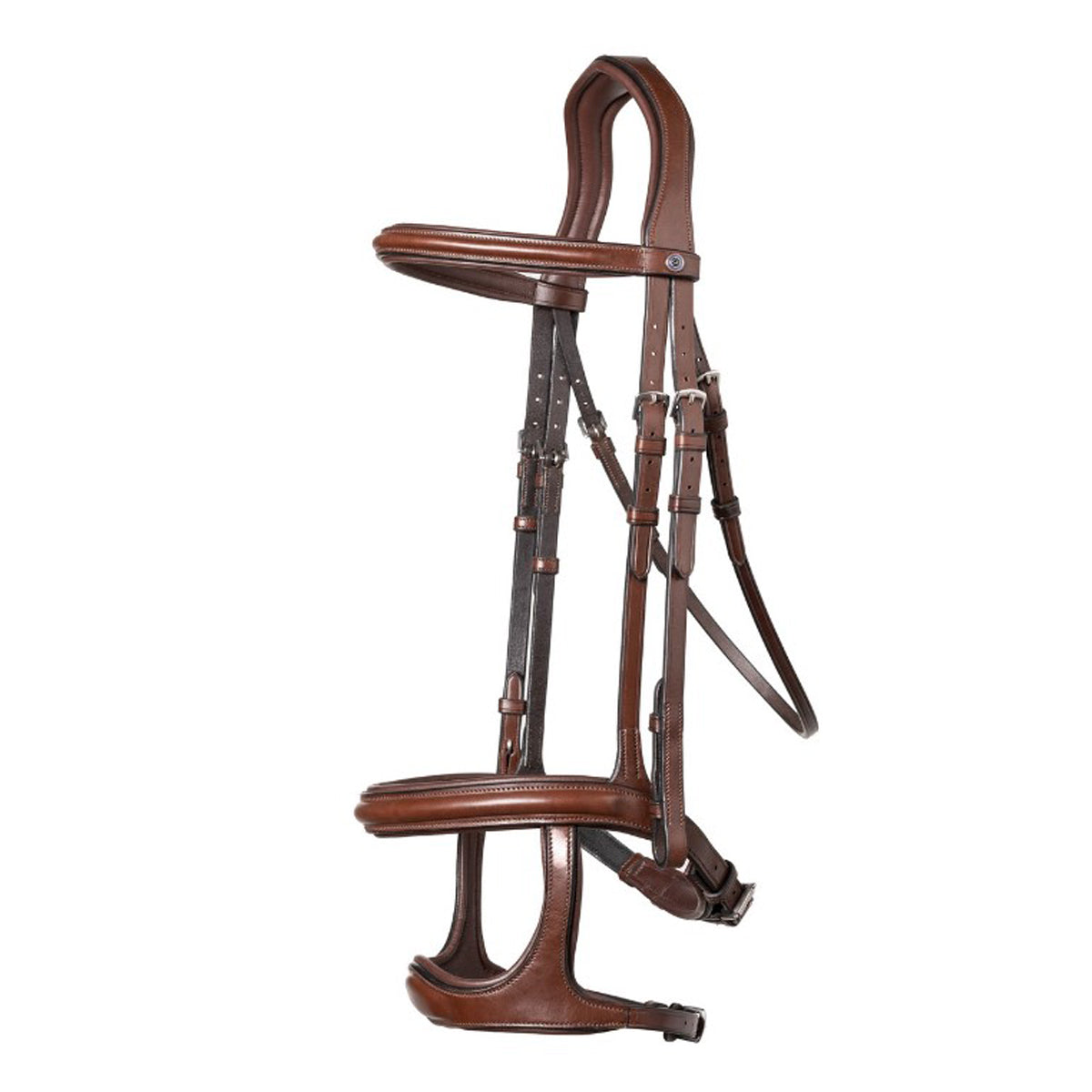 Paris Elite Double Noseband Bridle – Anatomical Buffalo Leather English Bridle with Comfort Crown & Matching Reins