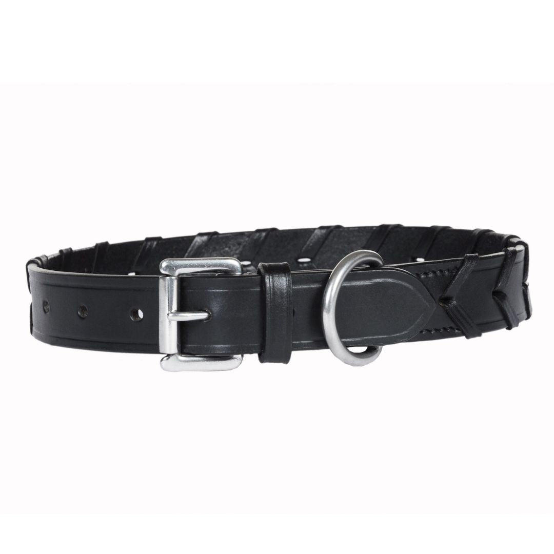 Braided Genuine Leather Dog Collar – Handcrafted Adjustable Collar with Heavy-Duty Stainless Steel Hardware