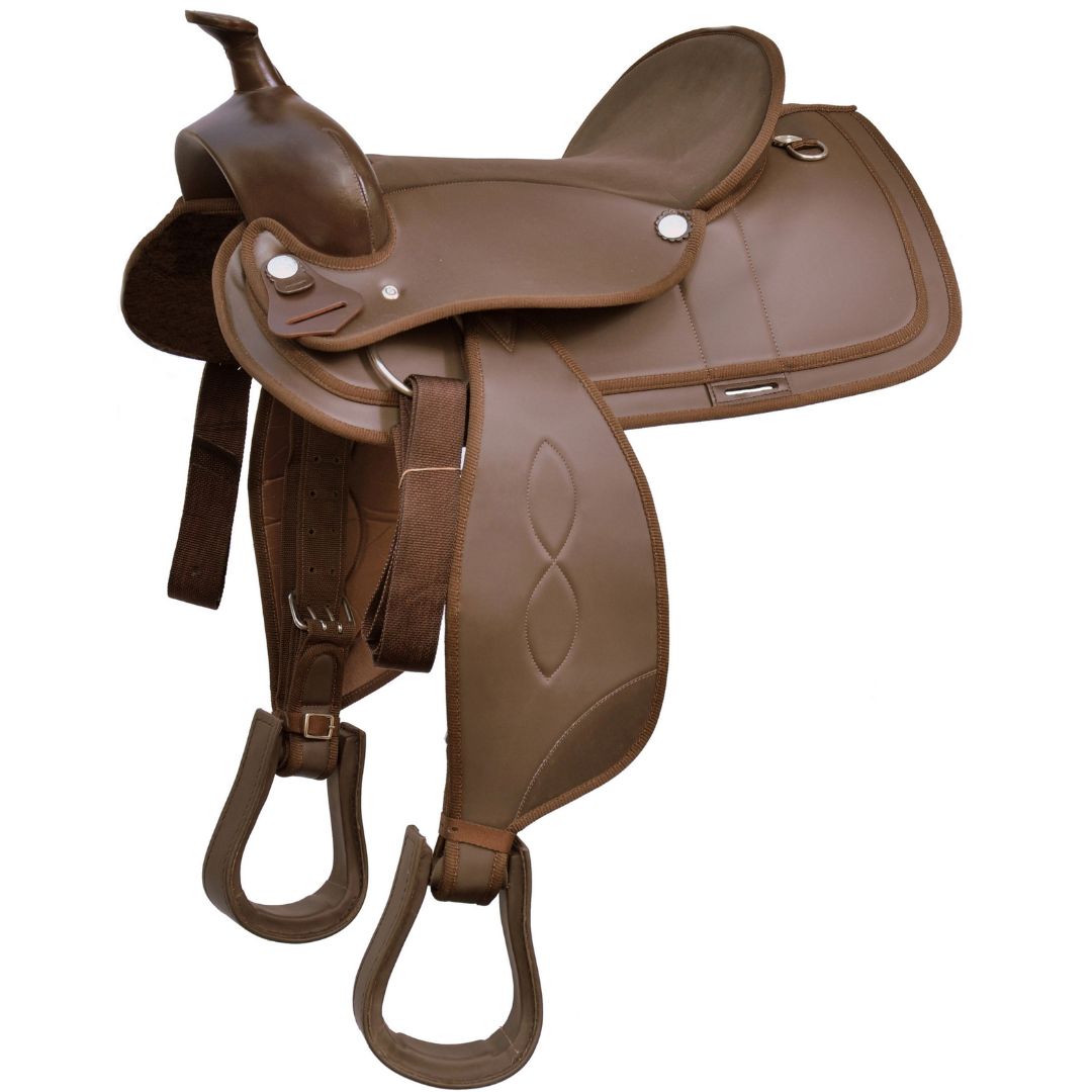 TrailFlex Synthetic Western Saddle – Lightweight Black Horse Saddle with Matching Blanket