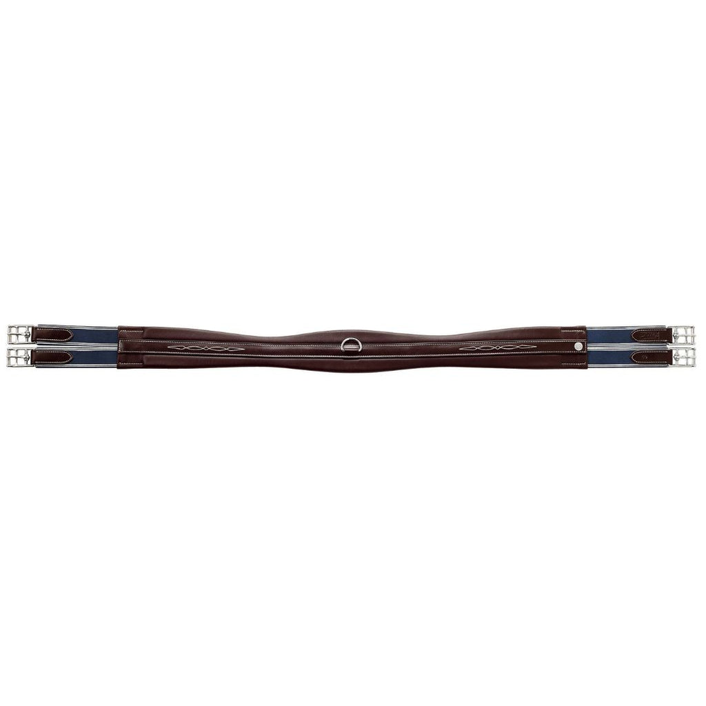 Heritage Fancy Stitch Leather Horse Girth – Contoured Padded Hunter Girth with Triple Elastic