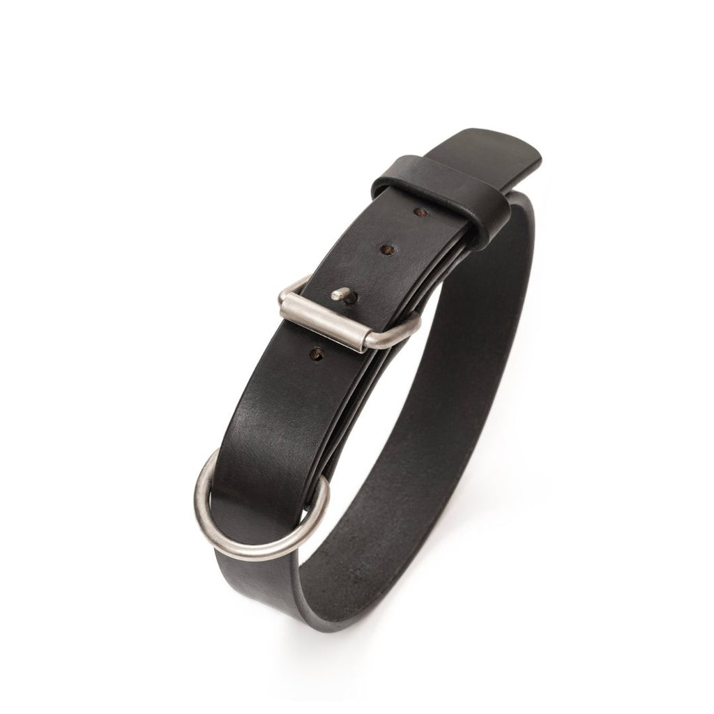 Classic Plain Genuine Leather Dog Collar – Handcrafted Full-Grain Leather Collar with Stainless Steel Hardware