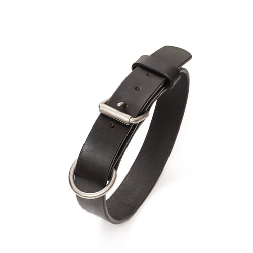 Classic Plain Genuine Leather Dog Collar – Handcrafted Full-Grain Leather Collar with Stainless Steel Hardware