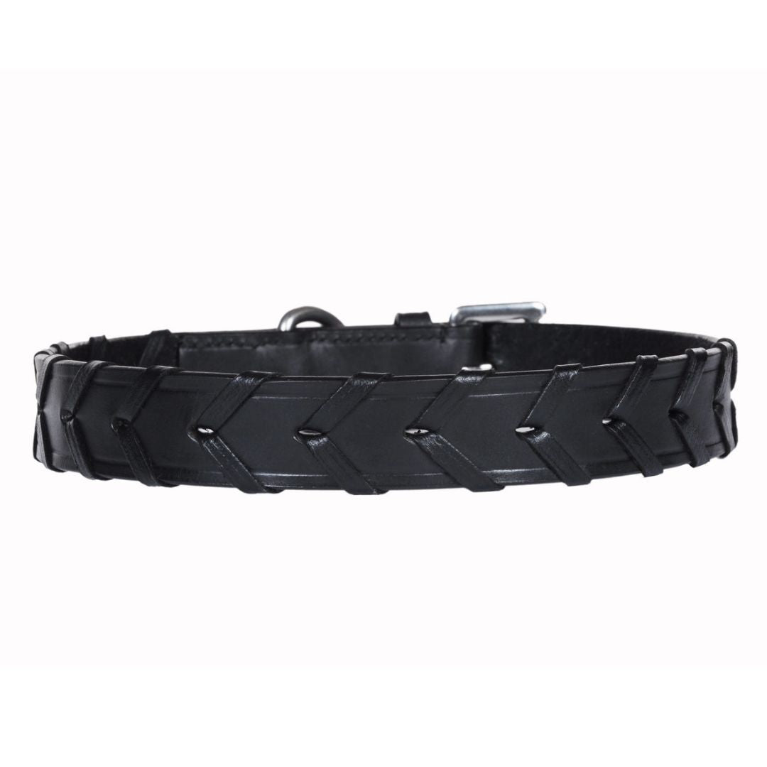 Braided Genuine Leather Dog Collar – Handcrafted Adjustable Collar with Heavy-Duty Stainless Steel Hardware