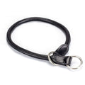 Rolled Genuine Leather Choke Dog Collar – Handcrafted Genuine Leather Slip Collar with Stainless Steel Rings