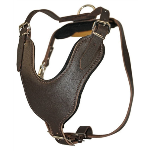Classic Full-Grain Leather Dog Harness – Adjustable Heavy-Duty Harness with Padded Chest