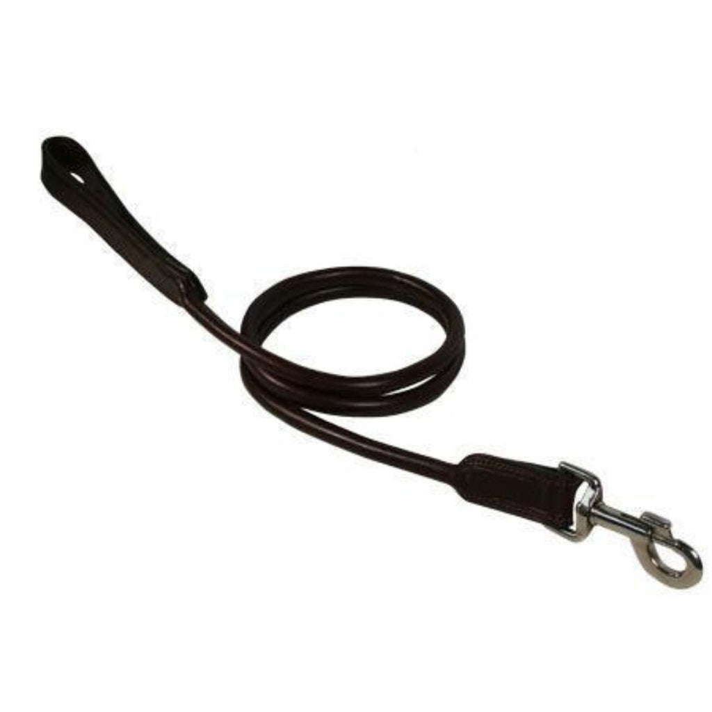 Rolled Padded Genuine Leather Dog Leash – Handcrafted Round Leather Lead with Comfortable Grip