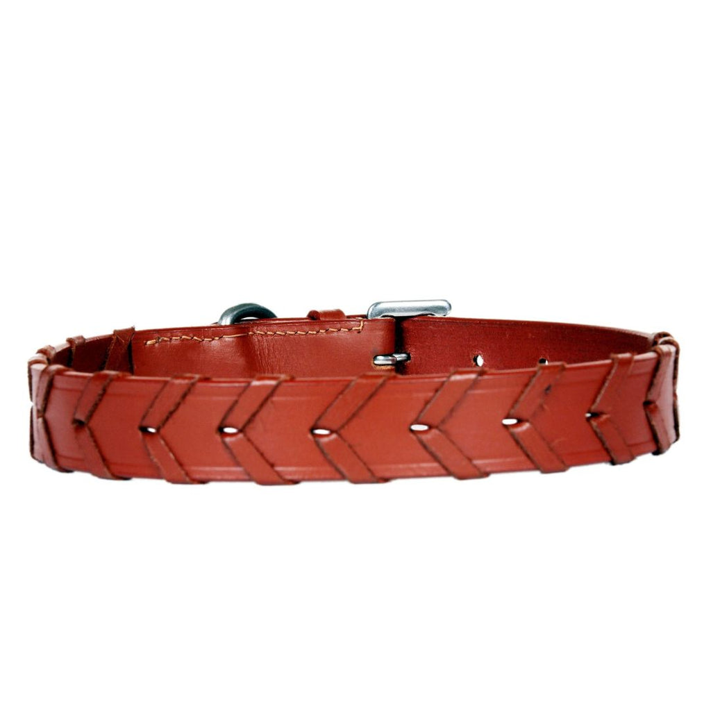 Braided Genuine Leather Dog Collar – Handcrafted Adjustable Collar with Heavy-Duty Stainless Steel Hardware