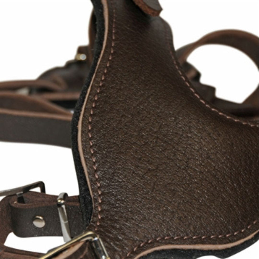 Classic Full-Grain Leather Dog Harness – Adjustable Heavy-Duty Harness with Padded Chest