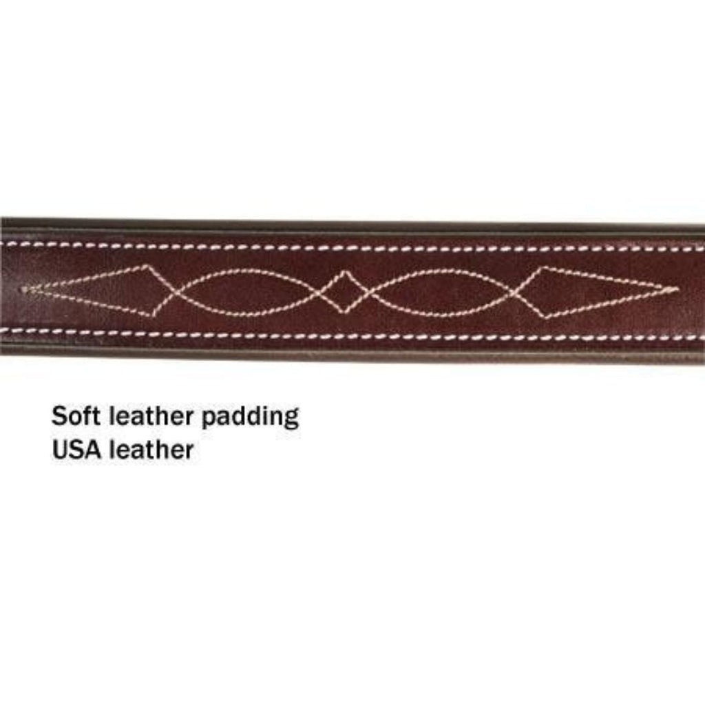Handcrafted Padded Fancy Stitch Leather Dog Collar – Genuine Leather with Stainless Steel Hardware