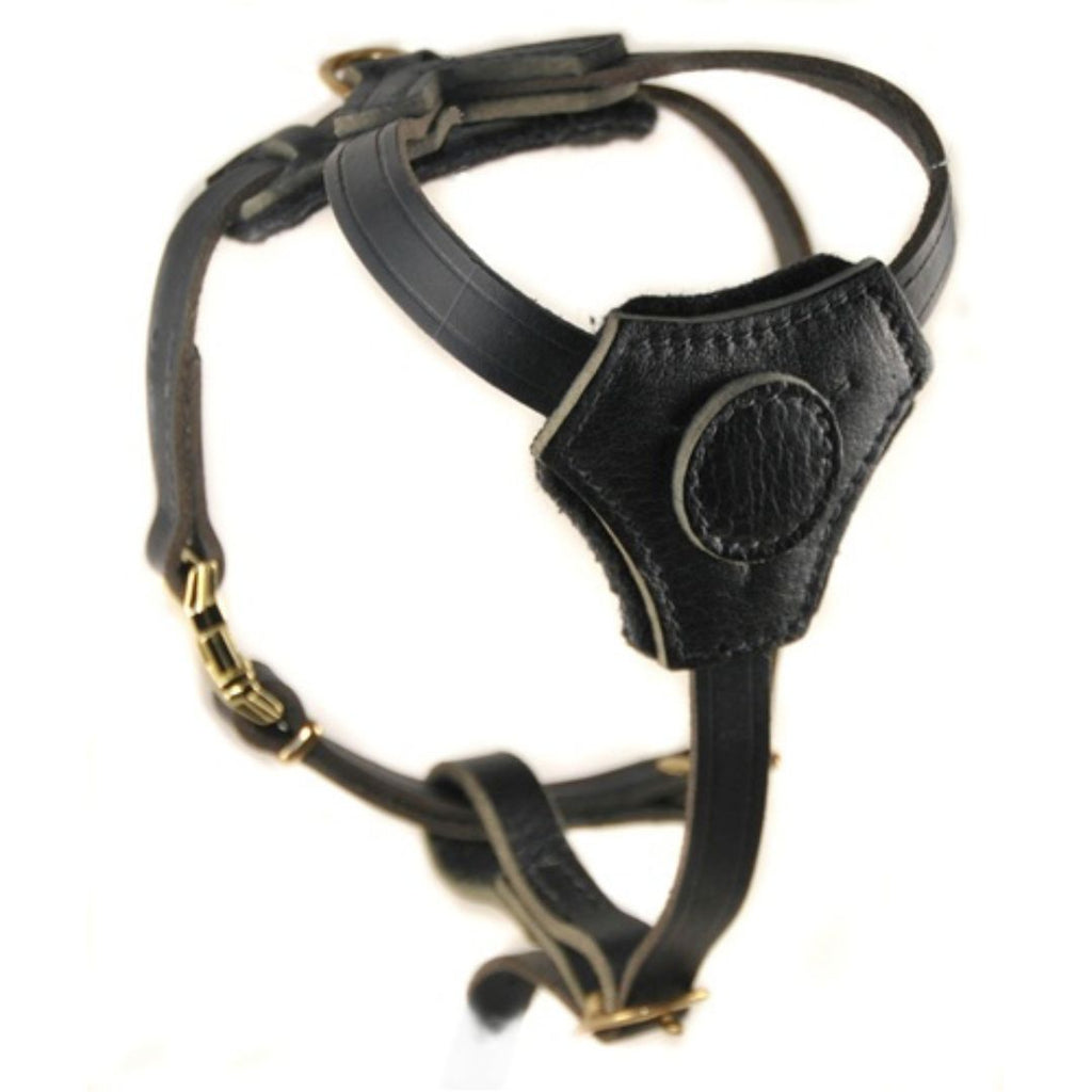 Heritage Genuine Leather Dog Harness – Adjustable Padded Harness with Solid Brass Hardware