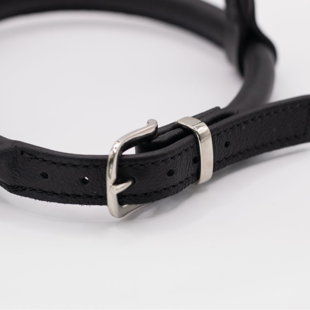 Rolled Genuine Leather Dog Harness – Adjustable Comfort Harness for Long-Haired Dogs