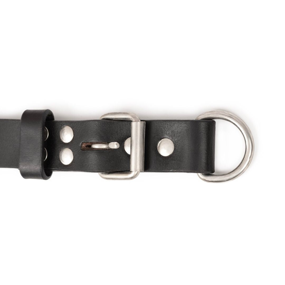 Classic Plain Genuine Leather Dog Collar – Handcrafted Full-Grain Leather Collar with Stainless Steel Hardware