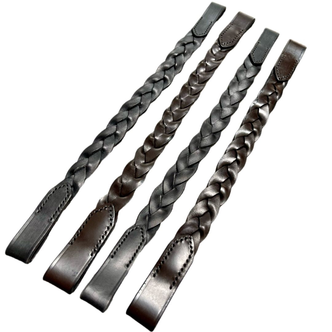 Heritage 3-Strand Braided Genuine Leather Browband – Handcrafted English Bridle Accessory