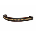 Premium Padded Genuine Leather Browband with Light Gold Crystal Accents – Handcrafted English Bridle Accessory