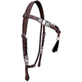 Genuine Leather Horse Headstall – Knotted Browband with Rawhide Braided Detail
