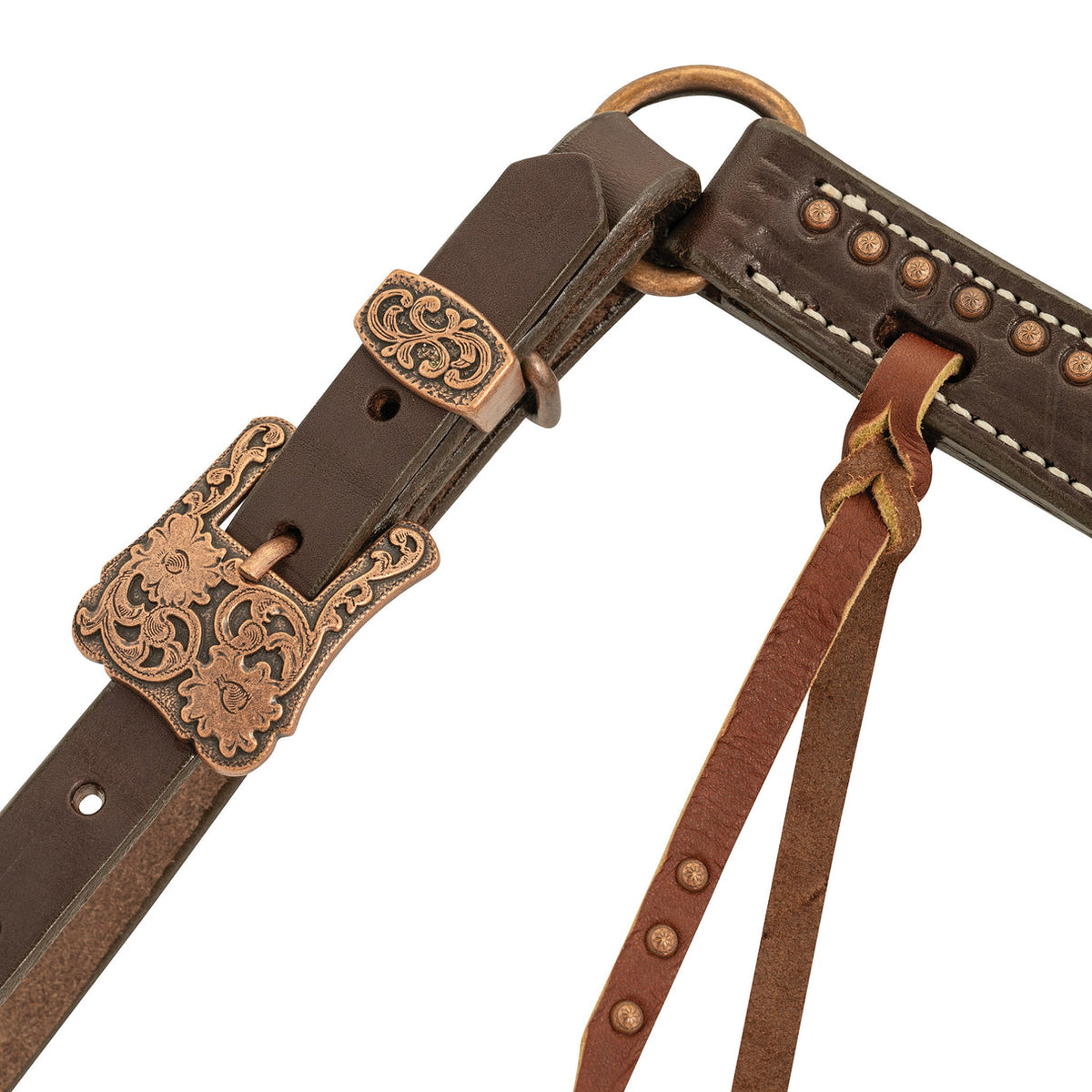 Rustic Tasseled Leather Horse Breast Collar – Copper Accents & Western Tack