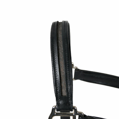 Premium Genuine Leather Empty Channel Horse Halter – Padded Adjustable Headcollar with Solid Brass Hardware