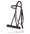 Heritage Wide Nose Hunter Bridle – Premium Buffalo Leather English Bridle with Raised Fancy Stitching & Padded Crown