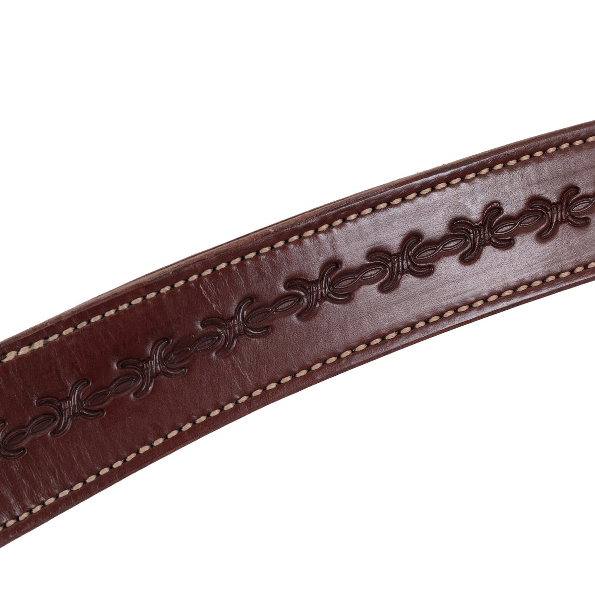 Hand-Tooled Barbed Wire Leather Breast Collar – Contoured Western Horse Tack
