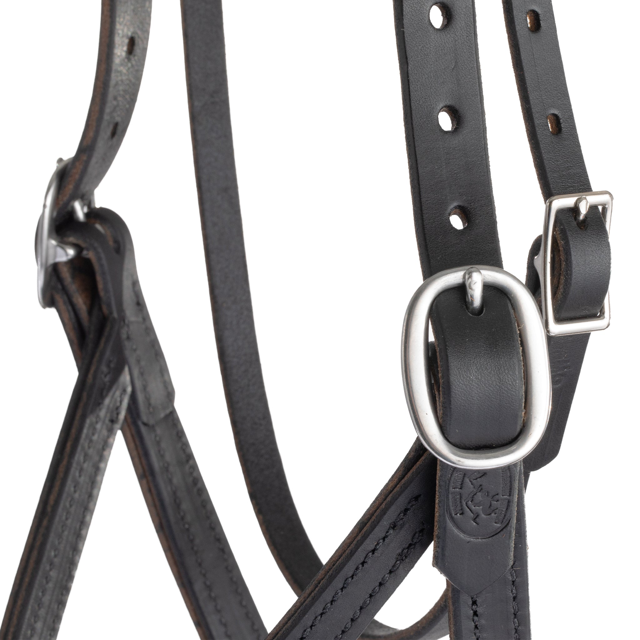 Stealth Performance Bitless Bridle – Slim Black Buffalo Leather Sidepull Bridle with Rope Noseband