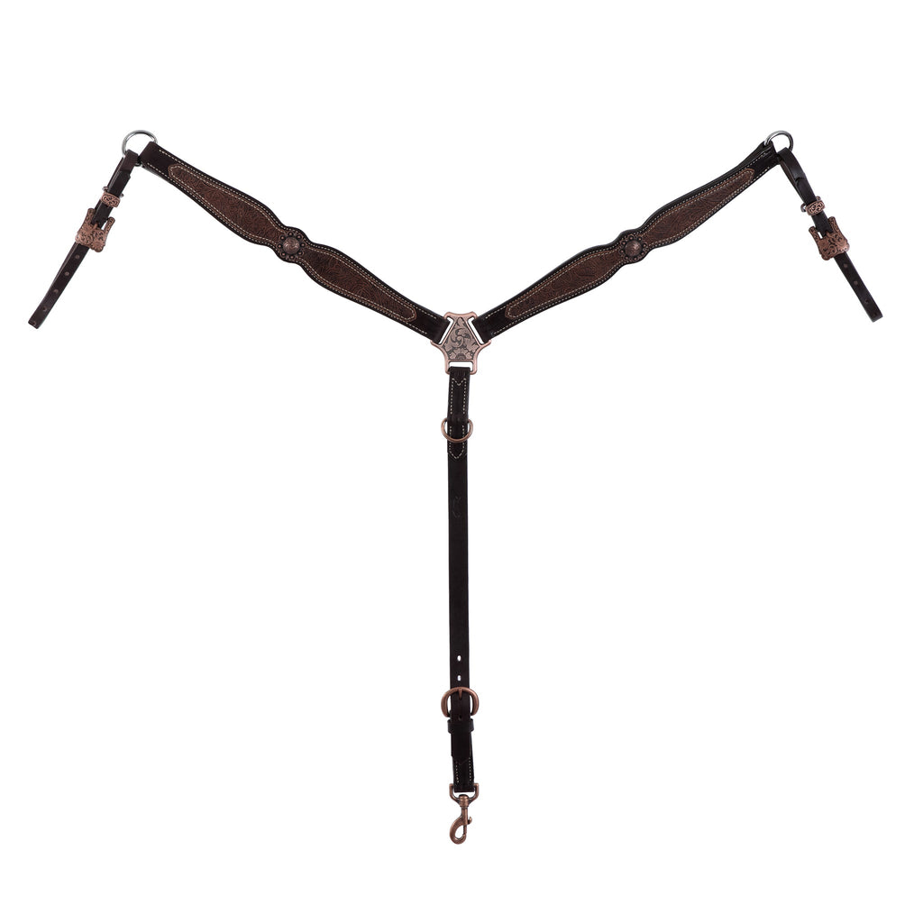 Floral Scalloped Leather Breast Collar – Antique Copper Western Horse Tack
