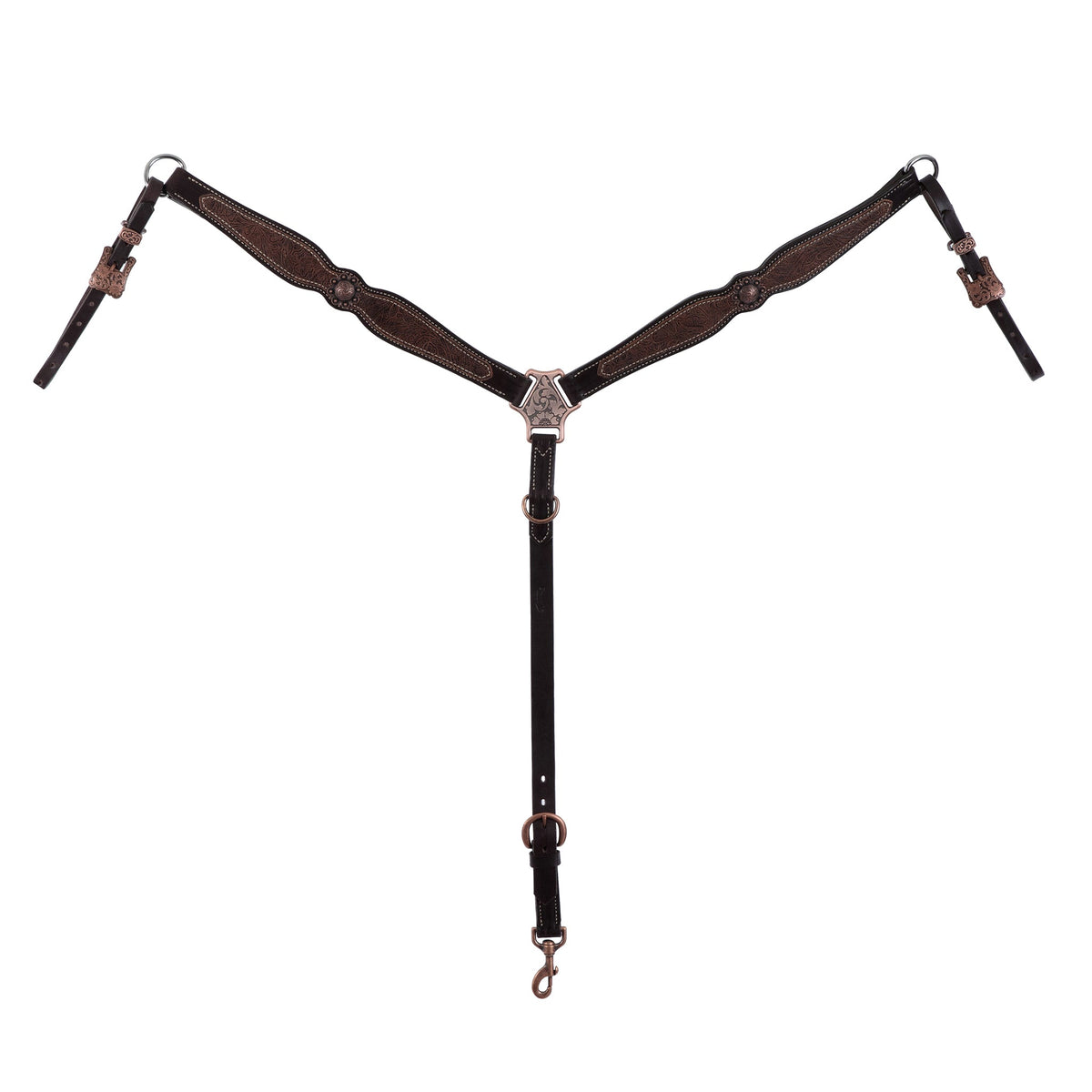 Floral Scalloped Leather Breast Collar – Antique Copper Western Horse Tack