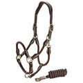 Premium Leather Horse Halter Set with Matching Lead Rope – Adjustable Padded Headcollar & Solid Brass Hardware
