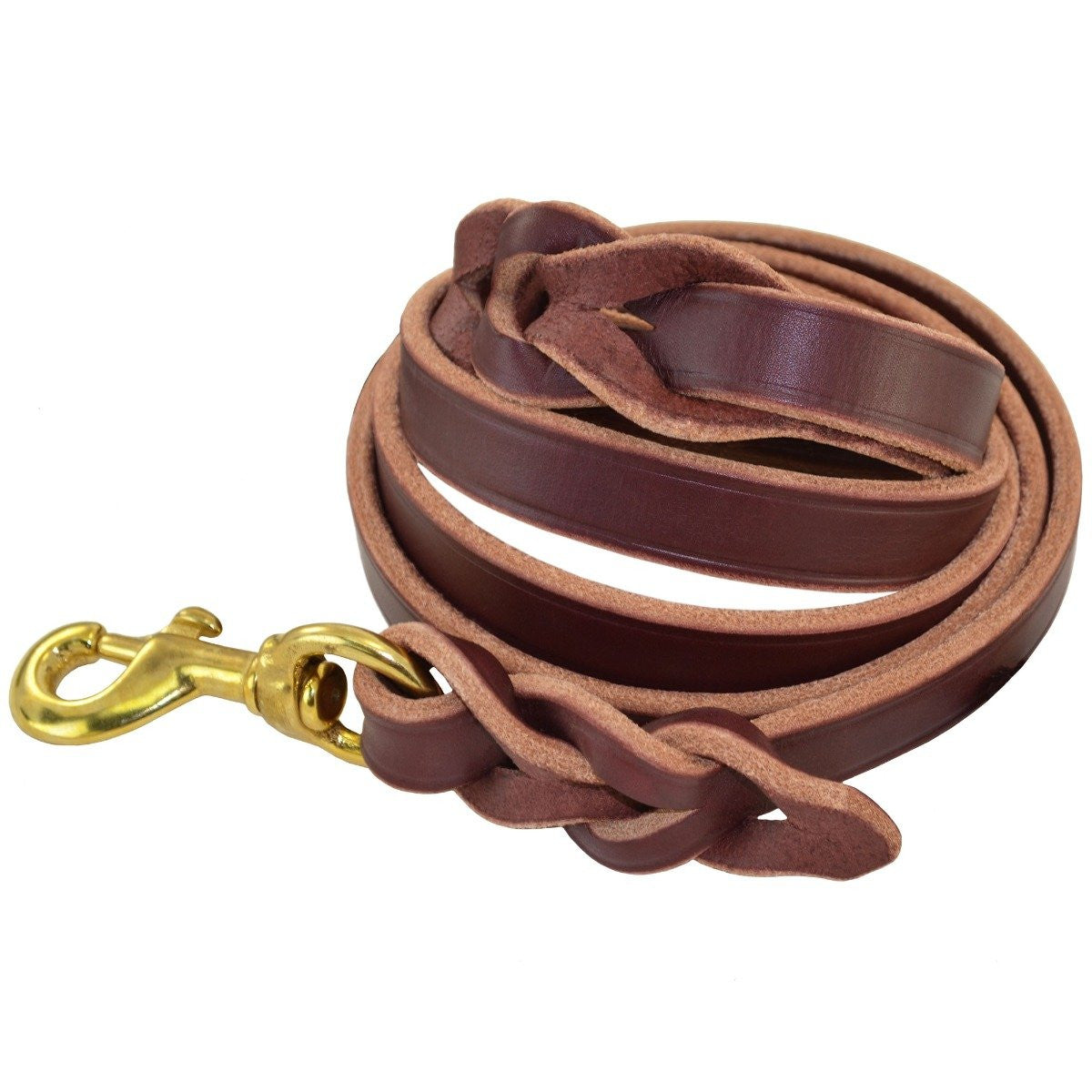 Premium Braided Genuine Leather Dog Leash – Handcrafted Heavy-Duty Walking Lead with Solid Brass Snap