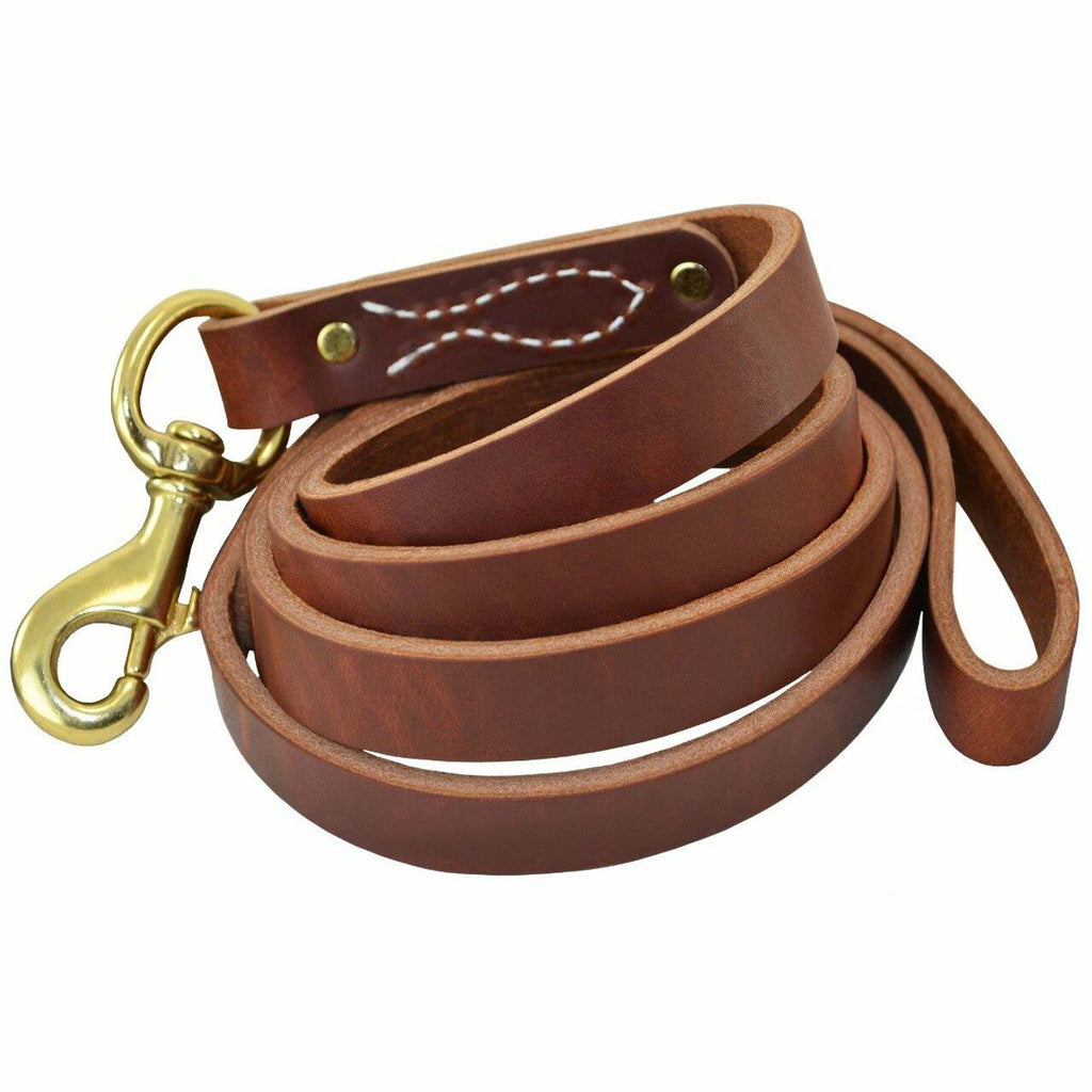 Heavy-Duty Leather Agitation Dog Lead – Premium Training Leash with Solid Brass Hardware