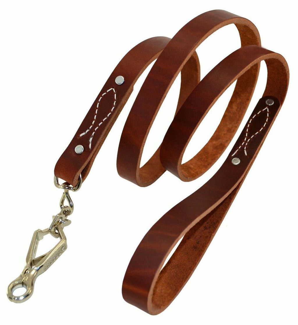 Heavy-Duty Leather Agitation Dog Lead – Premium Training Leash with Solid Brass Hardware