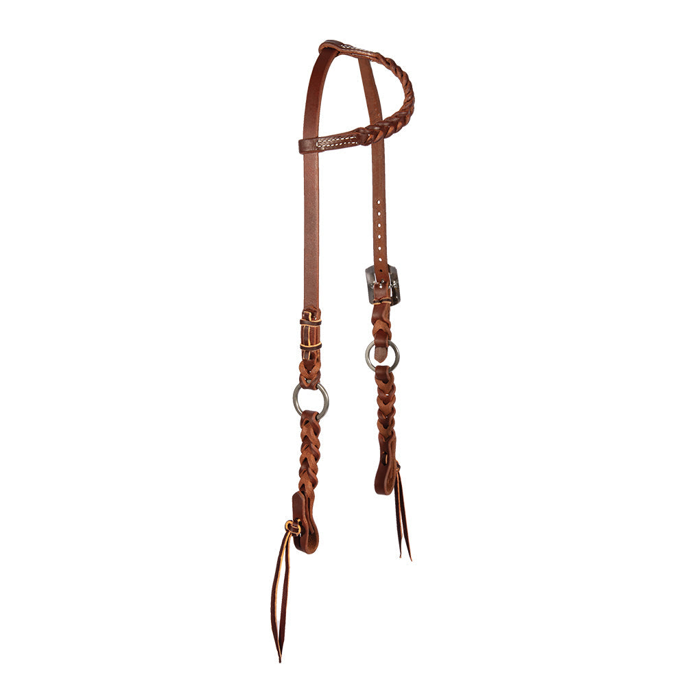 Bleeding Heart Slide Ear Horse Headstall – Genuine Leather Western Tack with Decorative Buckle