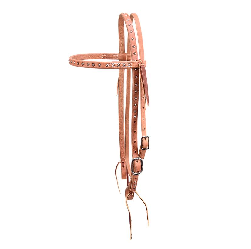 Dotted Browband Leather Horse Headstall – Classic Single-Buckle Bridle