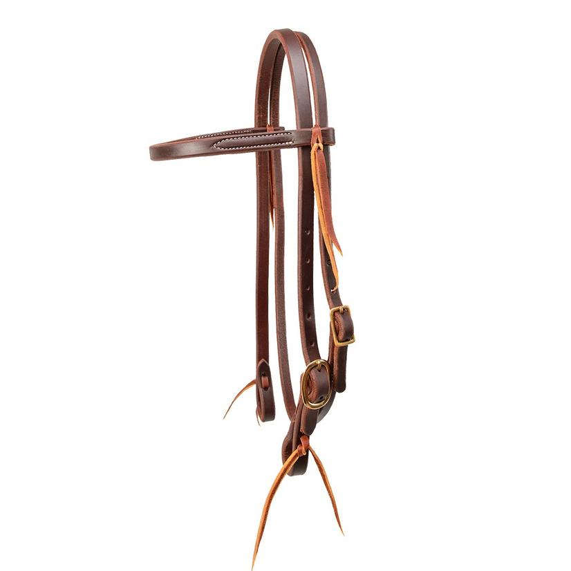 Genuine Leather Browband Horse Headstall – Single Buckle & Tie-End Design