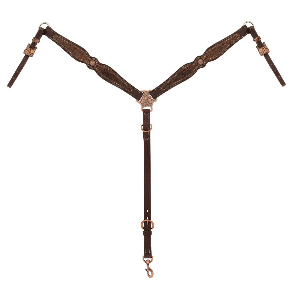 Floral Scalloped Leather Breast Collar – Antique Copper Western Horse Tack